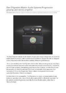 2018 - Hi-Fi Plus - Dan D'Agostino Progression Preamplifier & Power Amplifier