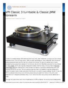 2011 - Stereophile Review - VPI Classic Signature - Norman Audio