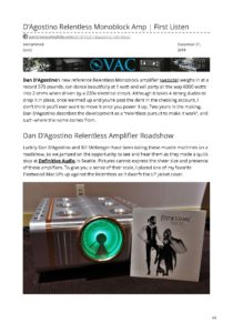 2018 - Part-time Audiophile Review - Dan Dagostino Relentless Mono Amplifier - Norman Audio