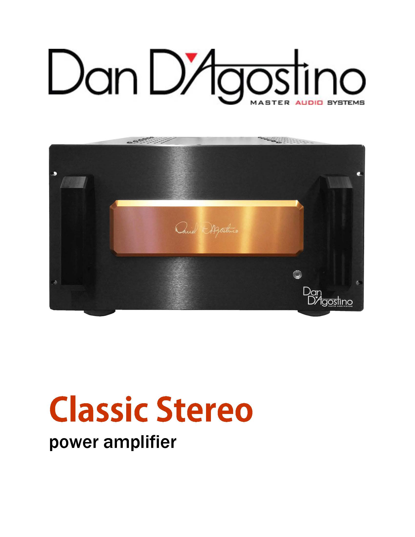 Dan D'Agostino Master Power Classic Stereo User Manual - Norman Audio