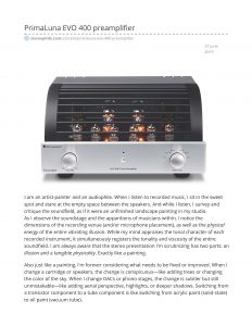 Stereophile - PrimaLuna EVO 400 Preamplifier - Norman Audio