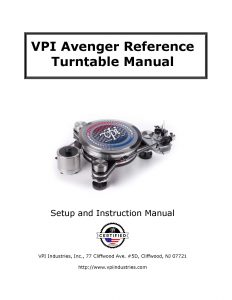 VPI Avenger Reference User Manual - Norman Audio