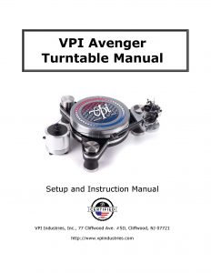VPI Avenger User Manual - Norman Audio
