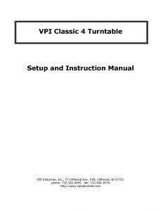 VPI Classic 4 User Manual - Norman Audio
