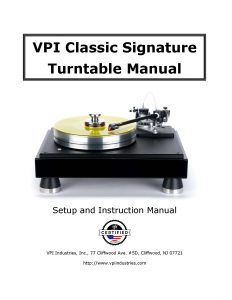 VPI Classic Signature User Manual - Norman Audio