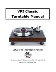 VPI Classic User Manual - Norman Audio