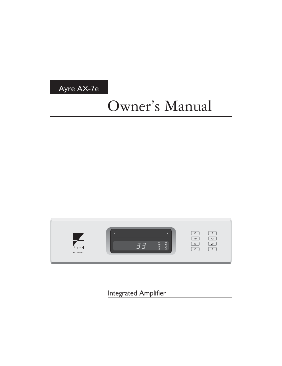 Ax-7e Integrated Amplifier User Manual - Norman Audio
