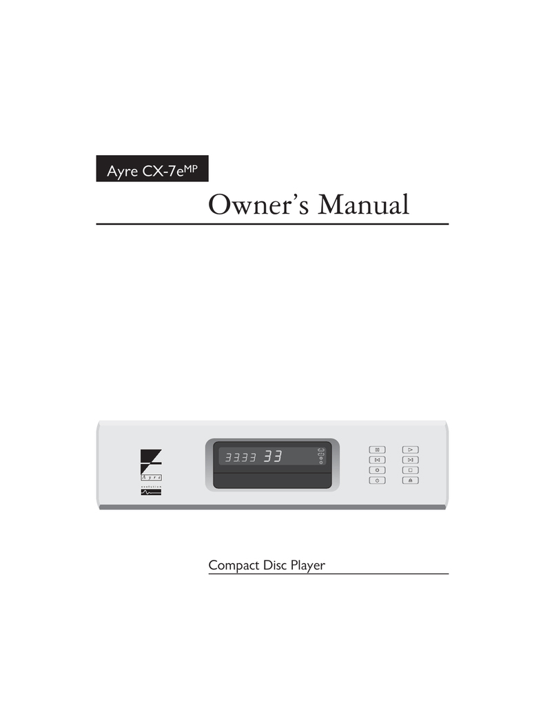 Ayre Cx-7eMP User Manual - Norman Audio