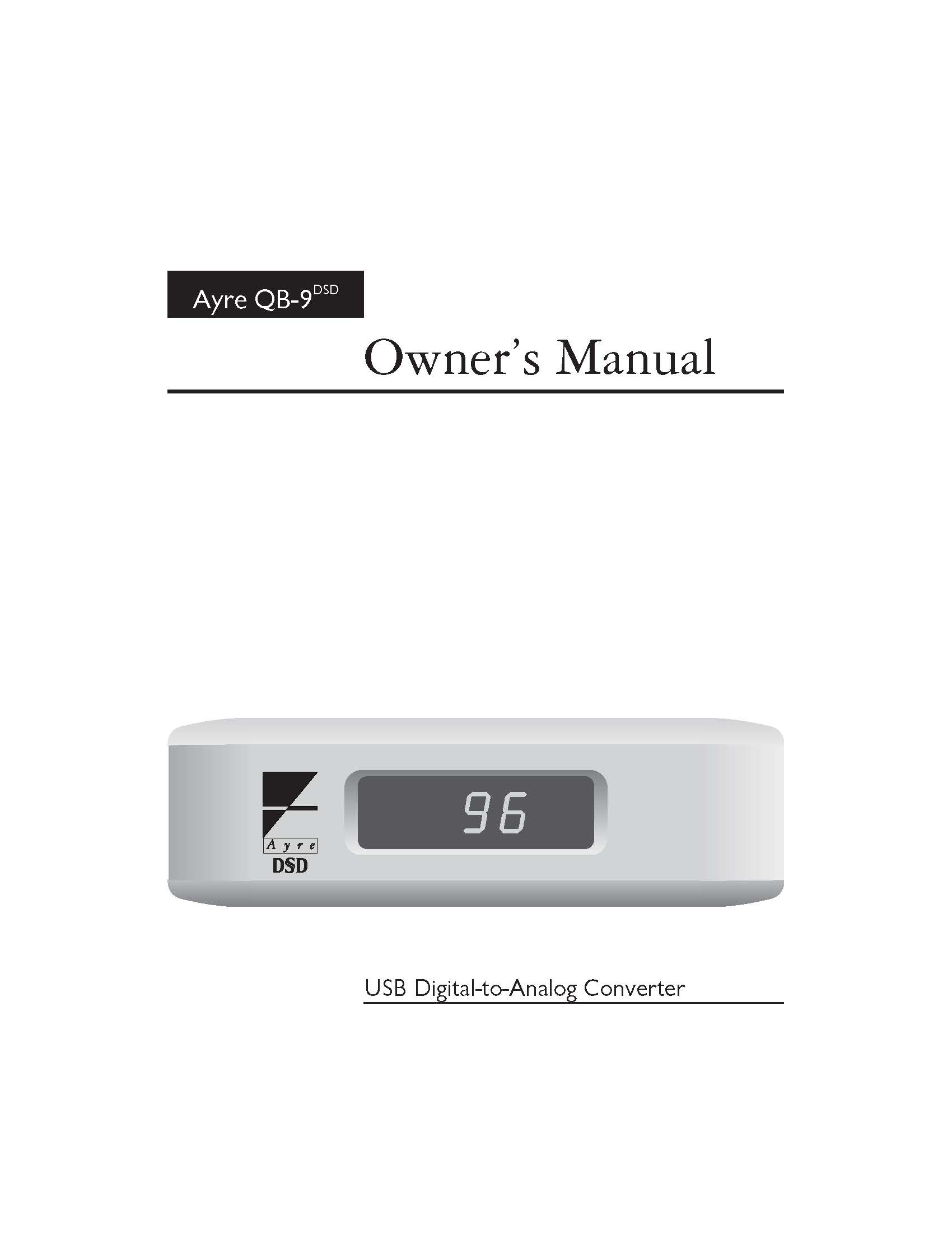 Ayre QB-9 DSD Owner Manual - Norman Audio