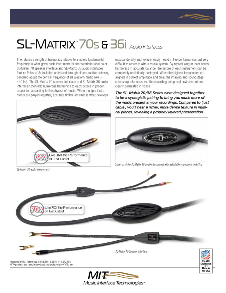 MIT Cables SL-Matrix 70s & 36i Product Sheet - Norman Audio