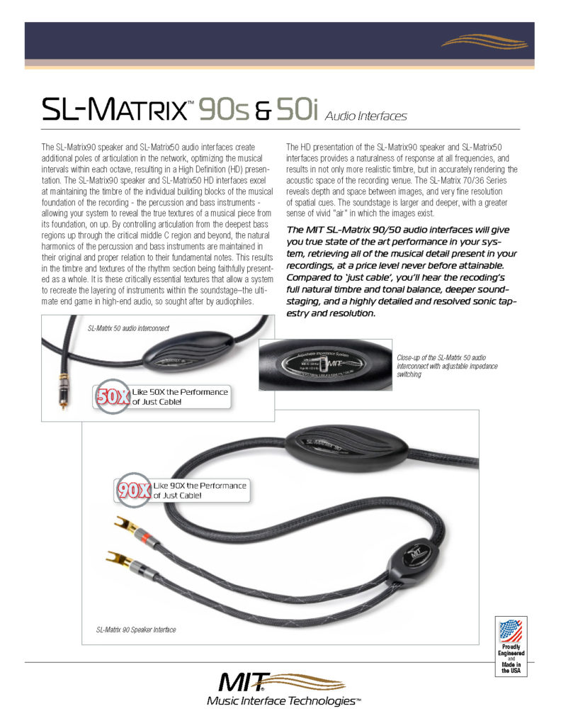 MIT Cables SL-Matrix 90s & 50i Product Sheet - Norman Audio