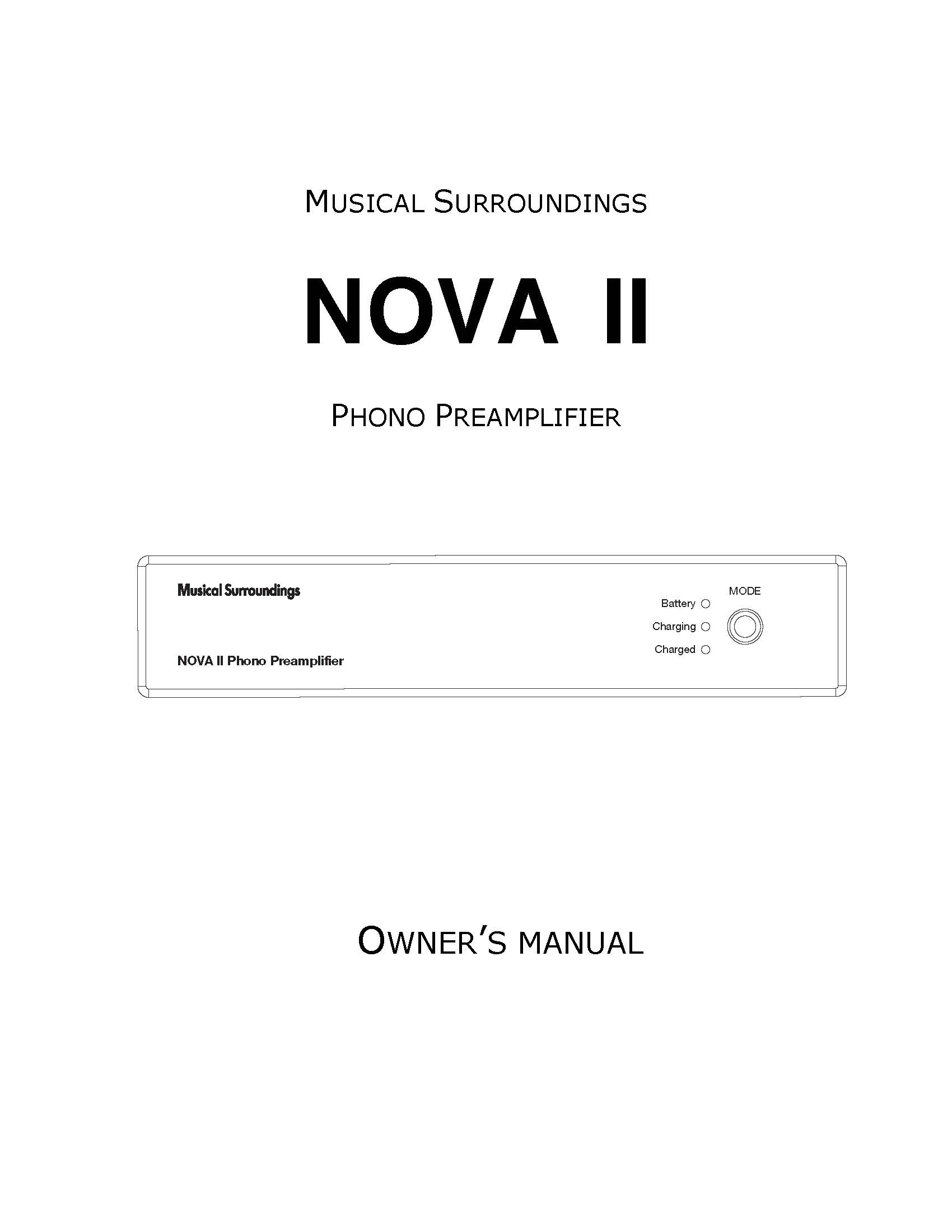 Musical Surroundings Nova II User Manual - Norman Audio