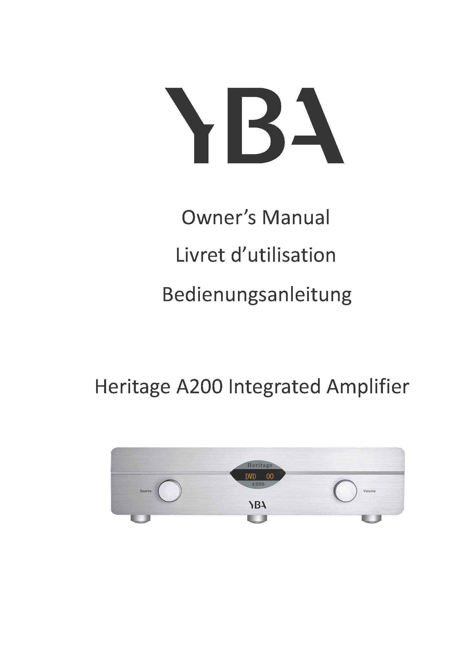 YBA Heritage A200 Owner Manual - Norman Audio