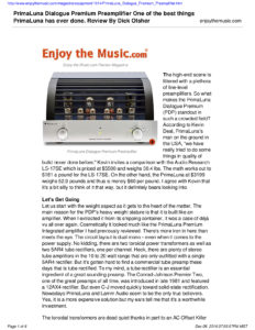 2014 - Enjoy The Music Review - PrimaLuna DiaLogue Premium Preamplifier