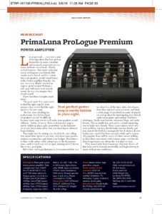 2016 - Stereophile Review - PrimaLuna ProLogue Premium Power Amplifier