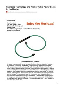 2002 - Enjoy The Music Review - Kimber Kable PK10 Palladian