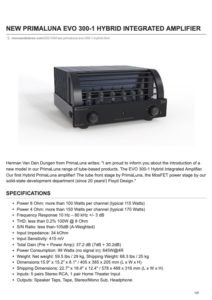 PrimaLuna EVO 300 Hybrid Integrated Amplifier - Mono and Stereo Review